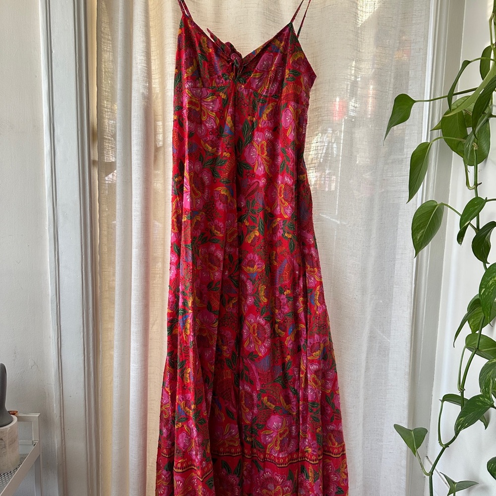 Sezane x Farm Rio Vibrant Pink Floral Maxi Dress